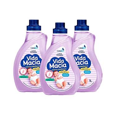Imagem de Kit com 3 Lava Roupas Líquido CasaKm Vida Macia Carinho & Proteção Para Roupinhas de Bebês e Crianças Proteção das Roupas Cuidados Com as Roupas 1L