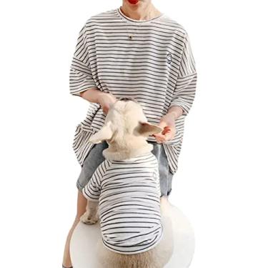 Imagem de Camisetas combinando para cães e donos roupas de família para cães Pitbull roupas para cães camisa para paPa e mamãe - mãe e animal de estimação são vendidas separadamente (Pet-M, branco)