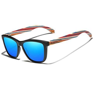 Imagem de Oculos de Sol Masculino Multicores Design Madeira Artesanal Kingseven Polarizados N5512 (C1)