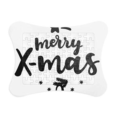 Imagem de Moldura de quebra-cabeça Merry X-Mas Natal com citação de papel para casa