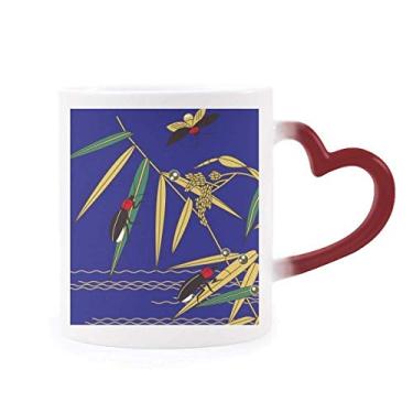 Imagem de Caneca de pintura japonesa com inseto sensível ao calor, caneca de grés que muda de cor vermelha