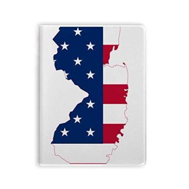 Imagem de Caderno de capa macia com estampa de estrelas e bandeira de Nova Jersey, com mapa dos EUA