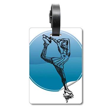 Imagem de Bolsa de viagem de patinação feminina retrô para esportes de inverno, etiqueta de bagagem, etiqueta para guardar cartão