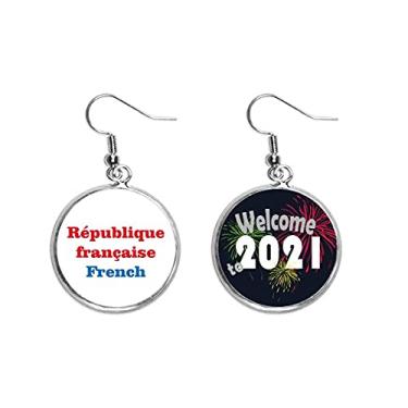Imagem de Pingente de orelha com texto francês indicado, inglês, formato country, joia 2021 Blessing