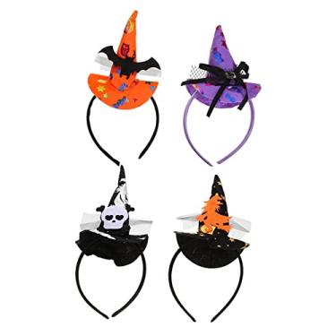 Imagem de Gadpiparty 4 Pçs Chapéu De Bruxa Bandana Arco Bandana Fantasma Laços De Cabelo Decorativos Enfeites De Cabeça De Bruxa De Halloween Bandana De Bruxa De Halloween Bandana De Morcego