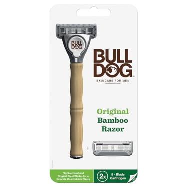 Imagem de Bulldog Mens Skincare and Grooming Lâminas de barbear de bambu originais para homens com cabo de bambu natural e 2 refis de navalha