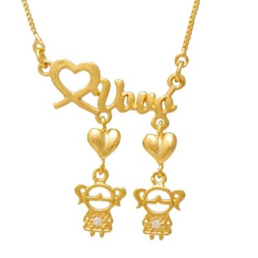 Imagem de Colar de Vovó com Duas Netas Meninas Folheado em Ouro 18K Softjoias