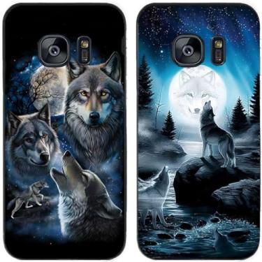 Imagem de 2 peças Moon Wolf Group Capa de telefone traseira impressa TPU gel silicone para Samsung Galaxy todas as séries (Galaxy S7)