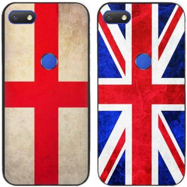 Imagem de 2 peças retrô da Inglaterra Reino Unido bandeira impressa TPU gel silicone capa de telefone traseira para Alcatel Series (Alcatel 1V 2019)