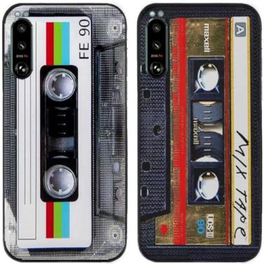 Imagem de 2 peças retrô fita cassete impressa TPU gel silicone capa de telefone traseira para Sony Xperia Series (Sony Xperia 5 III)