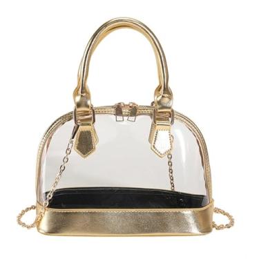 Imagem de srdmuph Bolsa transparente aprovada pelo estádio bolsa tiracolo bolsa de ombro feminina bolsas de mão shows eventos esportivos festivais, Dourado