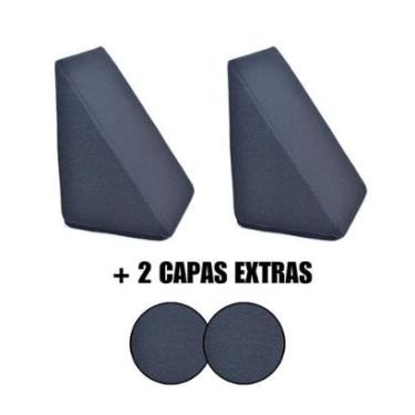 Imagem de Kit 2 Almofada Triangular Encosto Espuma Antirefluxo Apoio Costas Anatômico Leitura + Capa Extra-Unissex