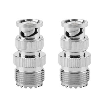 Imagem de 2 peças BNC macho para adaptador fêmea PL259, 2 BNC fêmea para UHF macho PL259 cabo coaxial conector adaptador RF fêmea duplo conector coaxial UHF fêmea para BNC macho adaptador de cabo coaxial