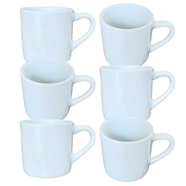 Imagem de Jogo 6 Caneca Xícara 100ml Café Chá Cappuccino - Porcelana