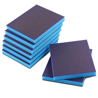 Imagem de 8 peças de esponja de lixa 150 grãos, blocos de lixa finos Jamiikury laváveis e reutilizáveis, esponja de lixa seca úmida para móveis de metal de madeira, tinta e drywall