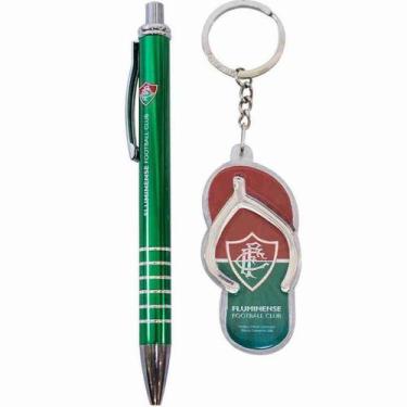 Imagem de Jogo Caneta De Metal + Chaveiro Forma De Chinelo Fluminense - Mileno