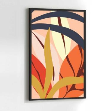 Imagem de Quadros Decorativos com com Moldura Folhas Planta Laranja Amarelo Vert