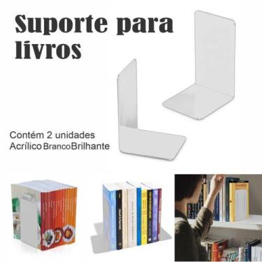 Imagem de Bibliocanto Suporte Apoio Livro Aparador Lateral Par Branco - Indústri