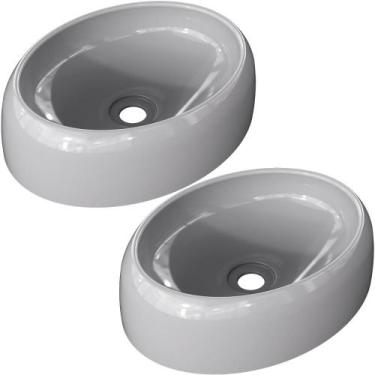 Imagem de Kit 02 Cubas de Apoio Oval Para Banheiro Lavabo C01 Capri O39 Cinza - 
