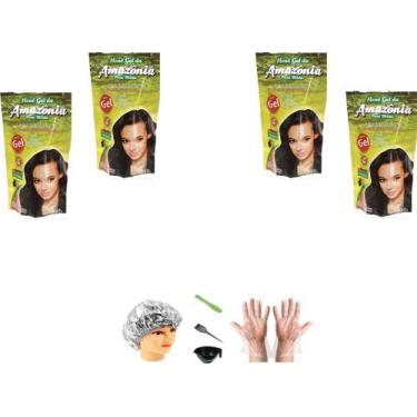 Imagem de Divina Dama Hene em Gel Preto Medio 04x180gr Amazonia Pouch + Kit Inco