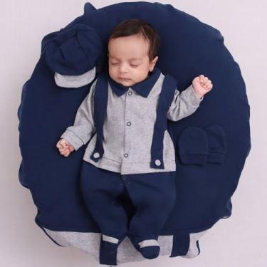 Imagem de Saída Maternidade Para Bebe Menino Artur Azul  5 Peças - Pandora Baby 