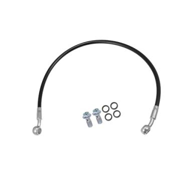 Imagem de Partuto Mangueira de freio para motocicleta, linha de freio hidráulica, mangueira de óleo, encaixe de tubulação para quadriciclo, motocicleta, motocross, corrida, 50 cm, preto, 1 conjunto de