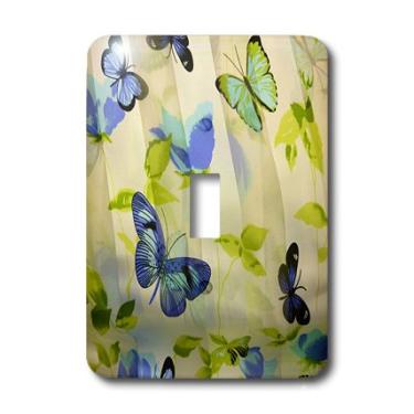 Imagem de 3dRose lsp_195057_1 Impressão de Roxo Transparente e Aqua Butterflies Light Switch Cover
