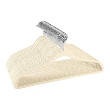 Imagem de Kit 150 Cabides De Veludo Ultra Fino Antideslizante Marrom - Toaninni