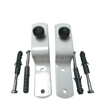 Imagem de 2 Kits de Suportes para Tranca de Porta e Janela Branco - Uno Metal, B