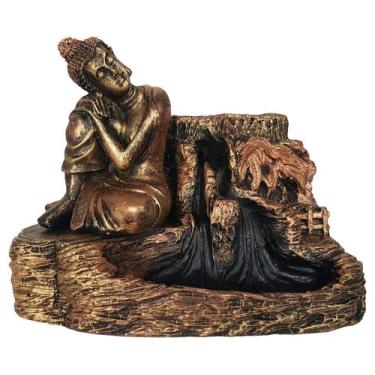 Imagem de Incensario Cascata Grande Buda Sonhador Dourado - Decore Casa