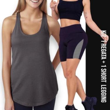 Imagem de KIT Camiseta REGATA DRY FIT Feminina + Short Leg Legging REDINHA Suple