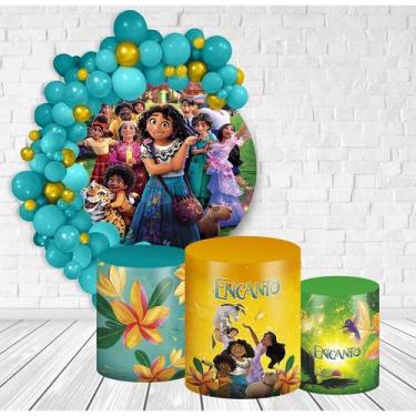 Imagem de Kit Painel Redondo + Trio Capas Cilindro Veste Fácil com Elástico Enca