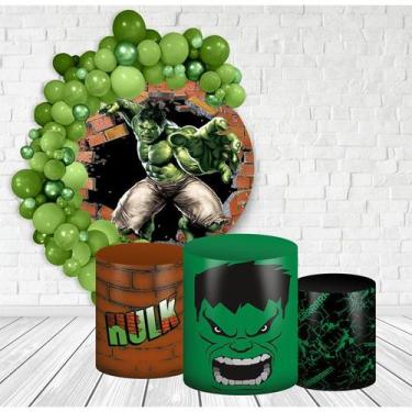 Imagem de Kit Painel Redondo + Trio Capas Cilindro Veste Fácil com Elástico Hulk