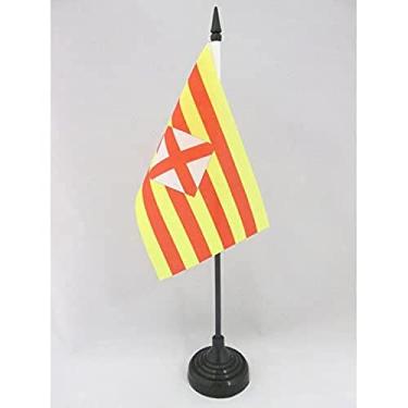 Imagem de Bandeira de mesa Pronvince of Barcelona 10 cm x 15 cm - Catalunha - Bandeira de mesa de Barcelona 15 x 10 cm - Bastão e base de plástico preto - AZ FLAG