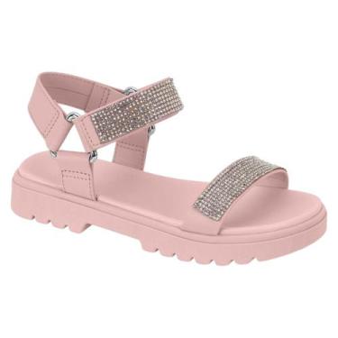 Imagem de Sandália Feminina Infantil Molekinha Tratorada Strass Brilho Conforto,