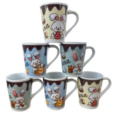 Imagem de Jogo 6 canecas Cônicas 220ml - Páscoa - Porcelana - Antilope Decor Por
