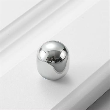 Imagem de Puxador redondo de cobre puro com furo único, puxador americano moderno simples de latão dourado para porta de armário de guarda-roupa, puxador vintage, prata brilhante, S, CHINA