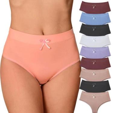 Imagem de Kit 10 Calcinhas Senhora Cintura Alta Elástico Largo Embutido Microfib