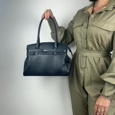 Imagem de Bolsa recuo em couro legítimo b.1065, Azul marinho