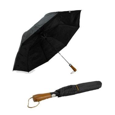 Imagem de Guarda Chuva Grande Reforçado Contra Vento Cabo De Madeira Tecido Dupl