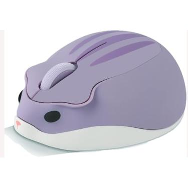 Imagem de Mouse sem fio fofo formato de hamster menos ruído portátil óptico 1200DPI USB mouse sem fio para PC, laptop, computador, notebook, MacBook, crianças, meninas, meninos, mulheres, adultos, escola,