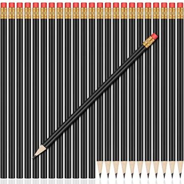 Imagem de Outus 24 lápis redondos HB grafite lápis de madeira com borracha lindo pacote de lápis para desenho escolar, esboçar, casamento, material de escritório (preto)