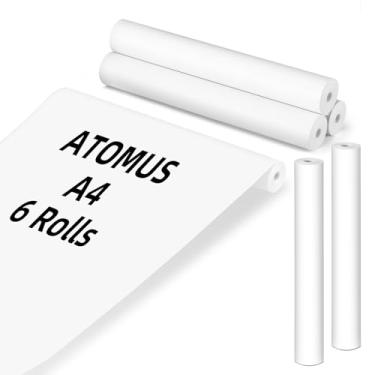Imagem de Rolo de papel para impressora térmica, ATOMUS 6 rolos 21 x 3 cm, tamanho de papel A4, papel térmico multiuso para impressora térmica, 1 rolo - 30 folhas (6)