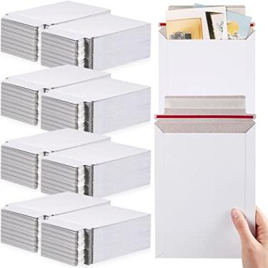 Imagem de Fainne 200 peças de 15 x 20 cm, leve para fotos, envelopes autoadesivos de papelão, envelopes de documentos, envelope padrão de 250 g/m², envelopes fotográficos para documentos, CD (branco)