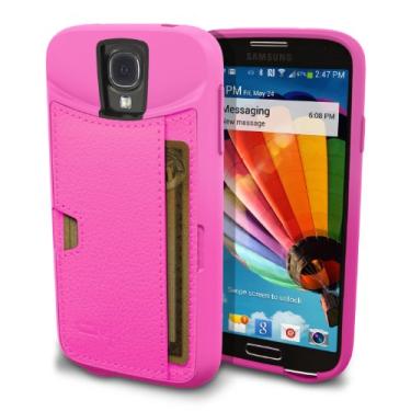 Imagem de Capa carteira Silk Galaxy S4 - Capa para cartão Q para Samsung Galaxy S4 - Capa protetora ultrafina CM4 para transporte de cartão de crédito (safira rosa)