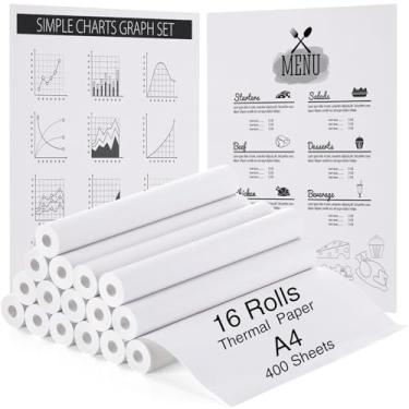 Imagem de Affrolling 16 rolos de papel para impressora térmica A4 (210 mm/8,27" largura/7 m de comprimento, Φ 1,45.7 cm) Rolos de papel de impressão térmica para impressora sem tinta de secagem rápida