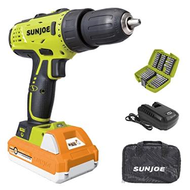 Imagem de Sun Joe 24V-DDK-LTX 24V iON+ Cordless 2-Speed Drill Driver Kit, w/ 1.5-Ah Battery & Charger, Magnetic Screw Tray, Built-in Bubble Level, and more, 265 In-Lbs Torque, 24-Positions, Green