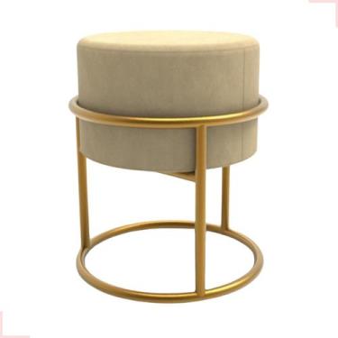 Imagem de Puff Banquinho Decorativo Sala Escritório Quarto Redondo - PB, Bege