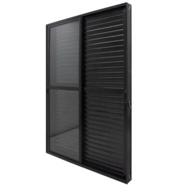 Imagem de Porta Balcão 3 Folhas Moveis 2,10x1,20 Preta L.25 - RV PORTAS E JANELA