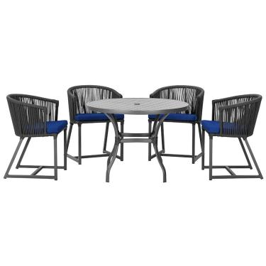 Imagem de Mesa com 4 Cadeiras de Jantar Roma 100cm e Noronha em Aluminío